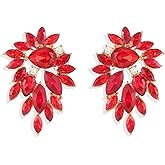 TRWWELL Marquise Sparkly Rhinestone Statement Drop Earrings for Women Vintage Crystal Cluster Earrings for Wedding Jewelry Gift