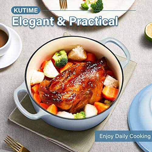 KUTIME Cast Iron Dutch Oven 6 Quart Enameled Dutch Oven, Blue Pricepulse