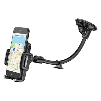Phone Holder for Car, Mpow Windscreen Car Phone Mount Universal Windshield Car Mount with Extra Dashboard Base and Long Flexible Arm Cars Cradle for iPhone 7 6s Plus 6s 5 Samsung S8 S7 HTC Sony LG and Others