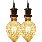 VicFlora Vintage Edison LED Bulbs, Strawberry Shaped Light Bulbs 4W G30 E26 Base 2200K Warm White Amber Glass, Decorative Led Bulbs Dimmable Suitable for Chandelier Wall Lamp, Pack of 2