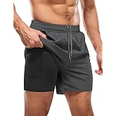 Aolesy Men's 5''/7'' Running Shorts Quick Dry Workout Gym Shorts with Pockets, Tennis Training Athletic（Linerless & Liner）