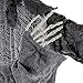 Halloween Haunters Animated Standing Life Size Scary Speaking Skeleton Black Reaper That Shakes, Moving Arms and Light-Up LED Eyes Prop Decoration - Speaks Phrases, Ghoulish Laughs - Battery Operated