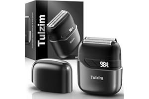 Tulzim Electric Foil Shaver for Men: Portable Electric Razor for Beard/Face - 3 Floating Blade LED Display USB-C Fast Rechargeable - IPX7 Waterproof for Travel & Home,Warm Black