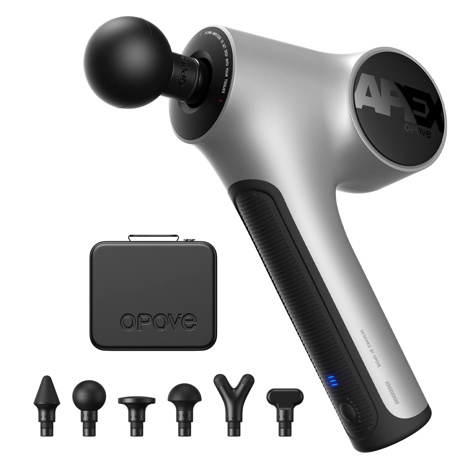 Photo 1 of opove Apex Massage Gun Deep Tissue 14.5mm Percussion Fascia Muscle Massage for Athletes Workout Pain Relief Recovery Relaxation, Professional Therapist Choice, Ergonomic for Effortless to Use, Silver