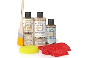 Retique It Wood Finish Multi-Purpose Kit – Go Beyond Faux Wood Including Paintable Liquid Wood Based Primer, Gel Stain - Graining Tools Included (2X 8oz, Pickled Oak)