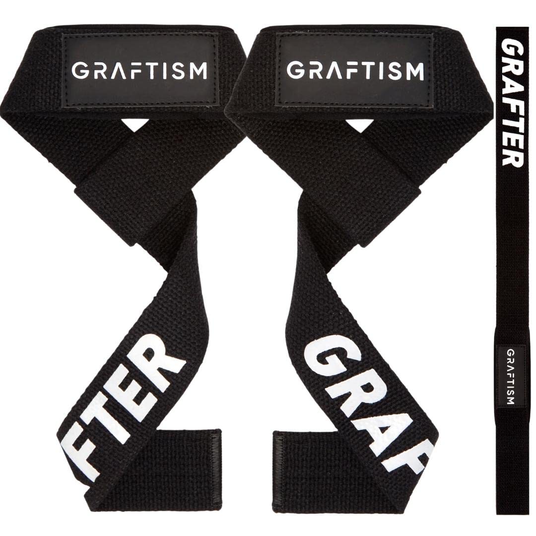 GRAFTISM Weight Lifting Straps - Premium Neoprene Padded Gym Wrist Straps for Training, Deadlifting, Bodybuilding Fitness Bar Grips