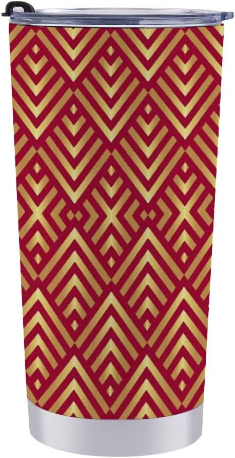 Amazon 赤い壁紙にゴールドのアールデコストライプ ステンレス魔法瓶 保温カップ 水筒 車載用カップ 二重構造 真空断熱 保温保冷 アウトドア用 家庭用 600ml 水筒 マグボトル オンライン通販