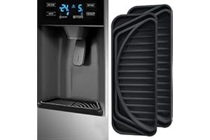KSUYICA 2 Pack Refrigerator Drip Catcher, Silicone Drainage Pad, Fridge Drip Trays for Beverage Dispenser Silicone Refrigerator Water Dispenser Tray Gray/Black Optional for Drainage (Black)