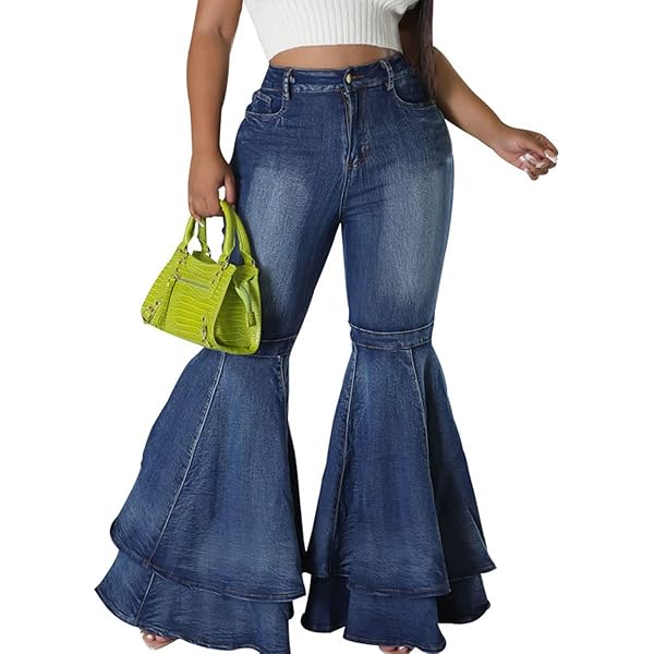 本日までHIGH WAIST BELL-BOTTOM DENIM PANTS Amazon.com: Women's Fashion High Waisted Bell Bottom Jeans