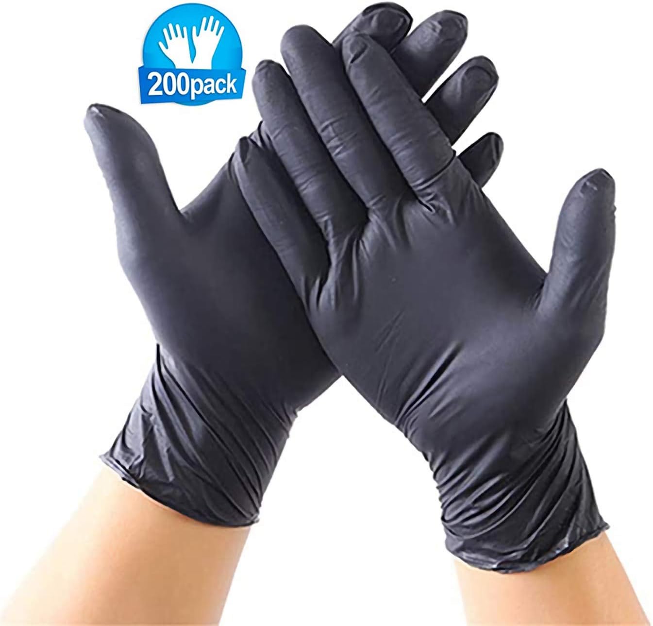 200 Pcs Disposable Nitrile Gloves, Latex-Free, Powder-Free Glove for Mechanics, Automotive, Cleaning or Tattoo Applications Blue Rubber Gloves (M, Black)