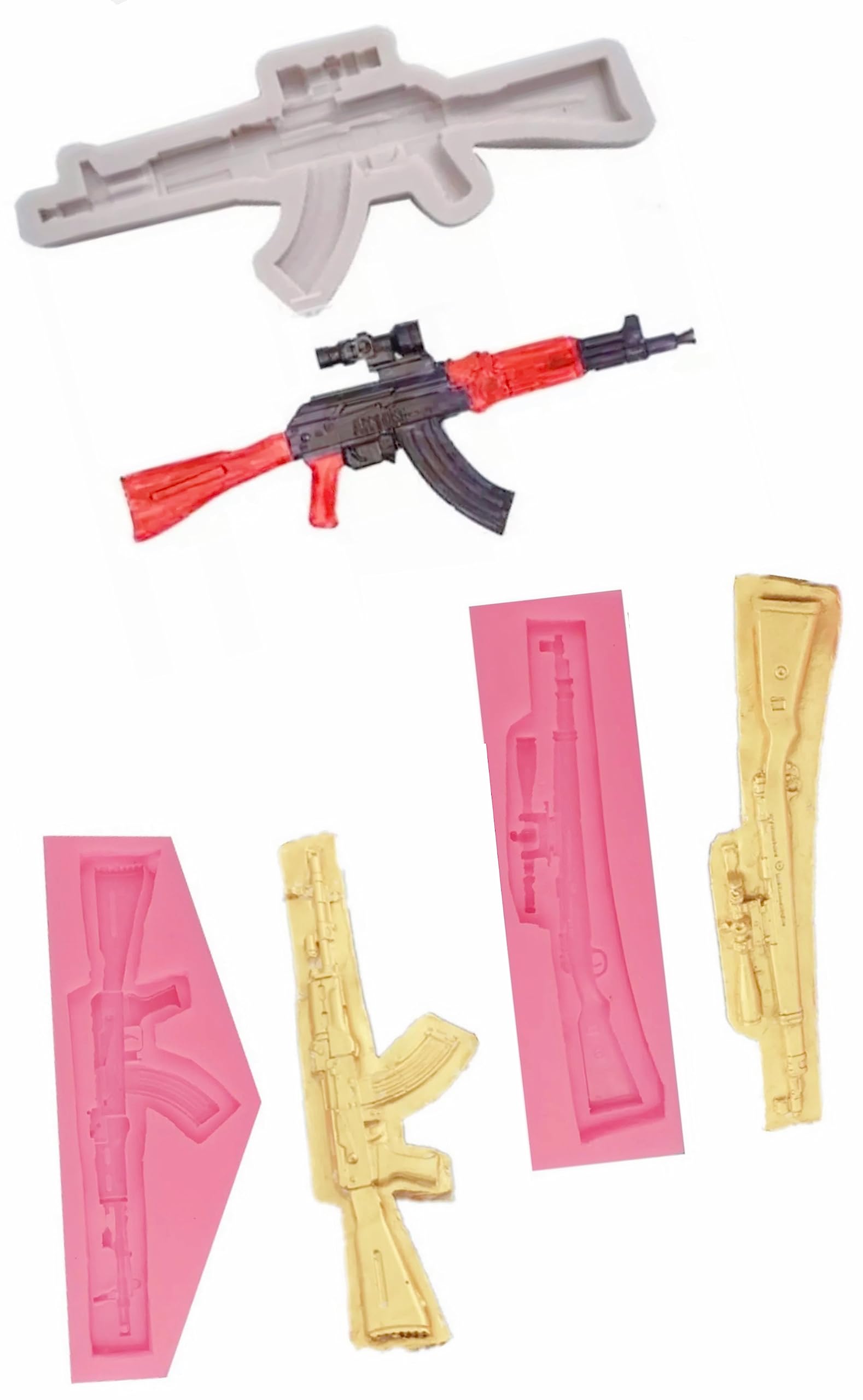 TTOA - 3 PCs Gun Rifle Shotgun Silicone Fondant Moulds | Cake Decoration | Sugar Craft | Icing Mold | Sugar Paste Mould