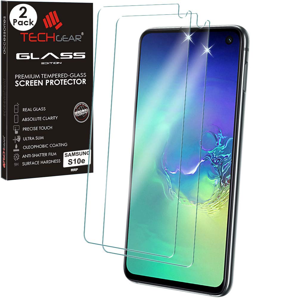 TECHGEAR [2 Pack GLASS Edition Screen Protector Compatible with Samsung Galaxy S10E, Genuine Tempered Glass Screen Cover [2.5D Edge] [9H Hardness] [Crystal Clarity] [Scratch-Resistant] [No-Bubble]