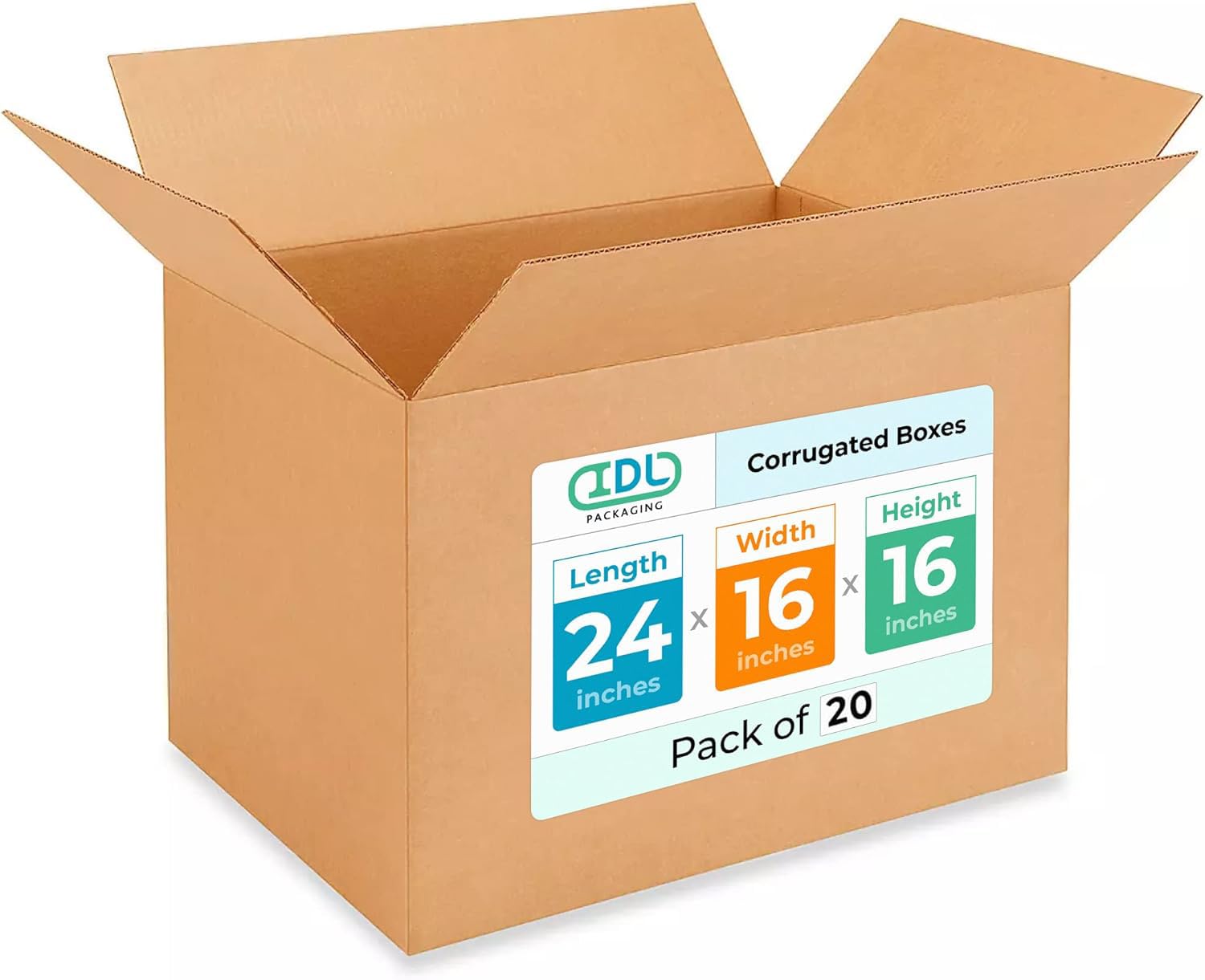Extra Large Shipping & Moving Boxes 24"L x 16"W x 16"H (20-Pack) - Extra Strength 200 lb vs Regular - Corrugated Cardboard Boxes - Moving Supplies Box - Large Moving Box by IDL Packaging Image