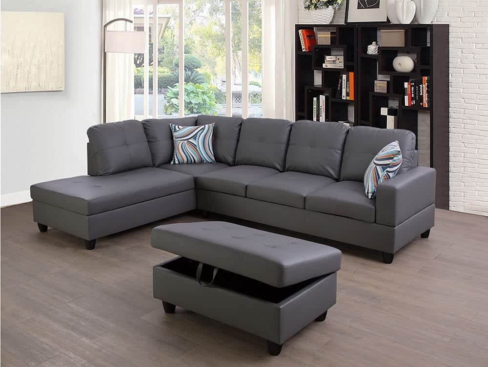 Modern Sofa Set Furniture Sofa Set Multifunctional Back Cushion & Ottoman Storage Chair (Left Facing, F09916A)(INCOMPLETE SET, OTTOMAN ONLY)