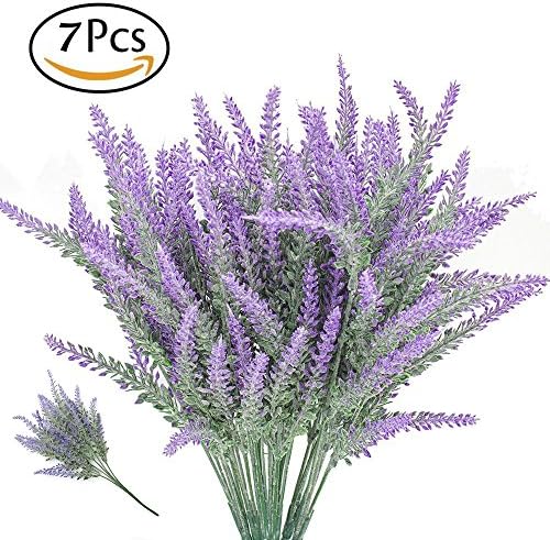 7 Bundles Artificial Flowers Lavender Bouquet in Purple Artificial Plant Arrangement Lifelike Natural Fake Plant For Your Home Decor Party Wedding Garden Office Patio Decoration