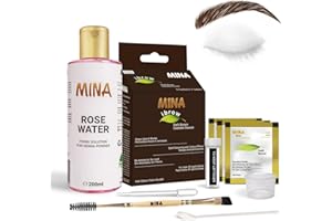 MinaiBrow Instant Hair Dye Kit Dark Brown | Natural Spot Coloring Tinting Powder with Rose Water & Duo Angled Brush, Water & Smudge Proof | 100% Grey Coverage Upto 30 Applications