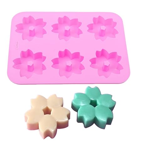 UNKE 6 Cavity Cherry Blossom Moldes de silicona para tubo de hielo ...