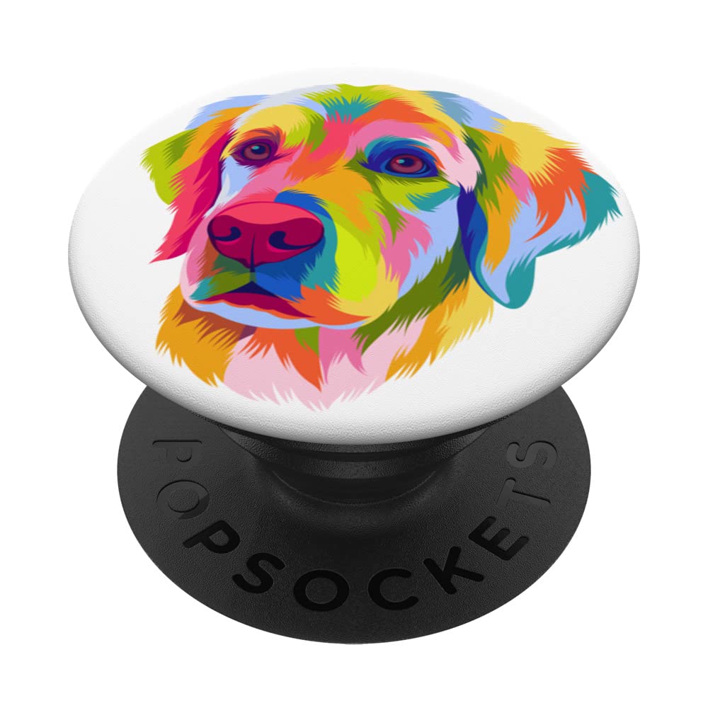 Colorful Pop Art Golden Retriever Portrait Owner PopSockets Swappable PopGrip