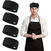 Yolev 4 Pcs Unisex Chef Hats Adjustable Kitchen Cooking Caps with Breathable Mesh Top Cooking Caps with Elastic One Size Fit Most Black Breathable Mesh Top