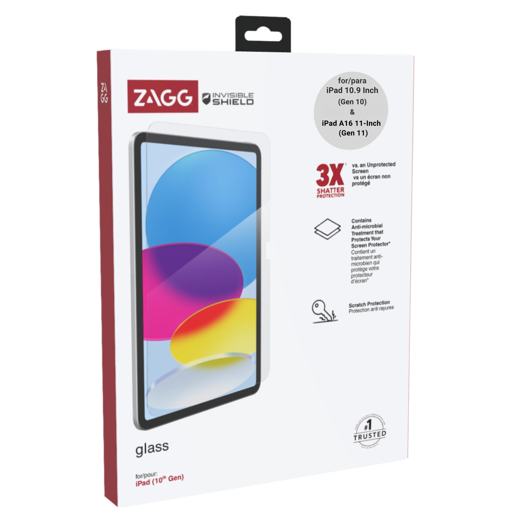Photo 1 of ZAGG InvisibleShield Glass Screen Protector for iPad A16 2025 11th/10th Generation 2022 10.9 Inch - 3X Stronger Tempered Glass, Impact & Scratch Protection, Anti-Fingerprint, Easy Install, Clear