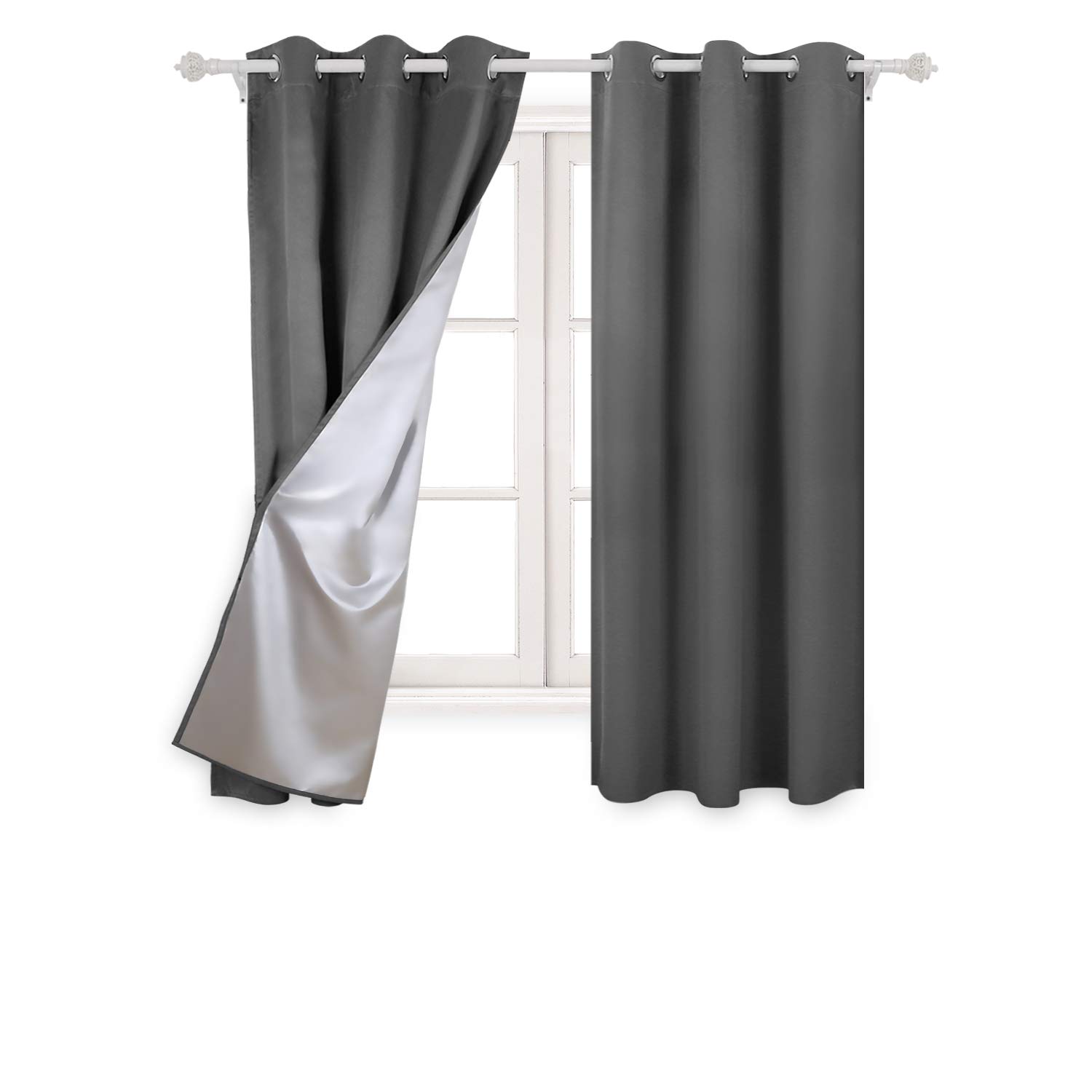 Deconovo Curtains With Silver Coating Beige Blackout Curtains