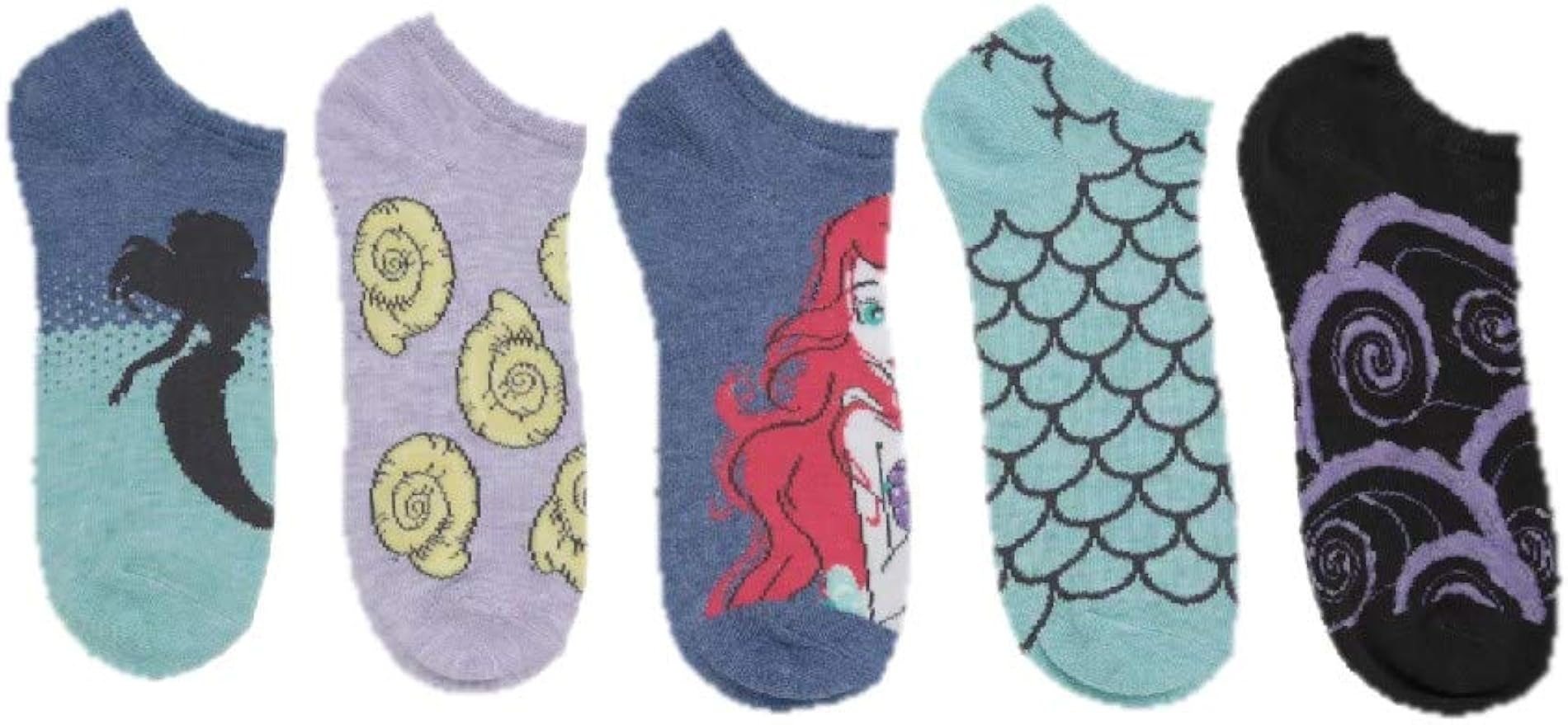 Disney The Little Mermaid Marled NoShow Socks 5 Pair Amazon.co.uk