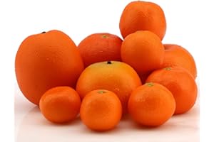 Woration Fake Lifelike Oranges Set Artificial Simulation Fruit Oranges Tangerine for House Kitchen Cabinet Party Festival Table Decoration Photography Prop Mix Sizes 10 Pcs