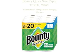 Bounty Quick Size Paper Towels, White: 8 Family Rolls = 20 Regular Rolls (Packaging May Vary