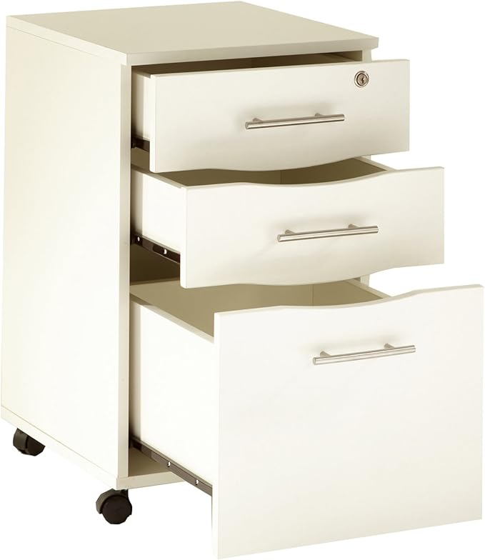 Mobile 3 Drawer Lockable White Under Desk Pedestal Unit Amazon.co.uk Office Products
