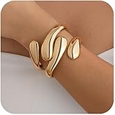 Abiotp Gold Bangle Bracelets for Women Trendy Minimalist Chunky Cuff Statement Bracelet Stack 18K Gold Plated Thick Arm Cuffs Bangles Fashion Cute Jewelry