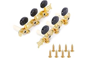 1 Pair (3L3R) Gold Classical Guitar Tuning Pegs – Premium Machine Heads & Tuners for Acoustic/Nylon String Guitars – Replacem