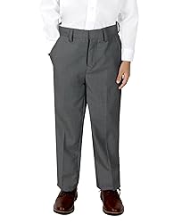 Spring Notion Boys' Flat Front Dress Pants 6 Charcoal