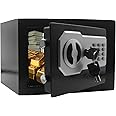 Yuanshikj Key Electronic Keypad Security Safe Lock Box Steel Digital Deposit for Home Office Hotel Business Cash Jewelry Storage (BLACK, 0.2 CF)