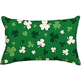 AVOIN colorlife St Patricks Day Clovers Throw Pillow Cover, 12 x 20 Inch Shamrock Green Cushion Case Decoration for Sofa Couch