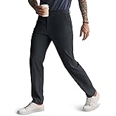 PJ PAUL JONES Mens Business Casual Pants for Work Regular Fit Stretchy Waistband Golf Pants Dark Blue XL