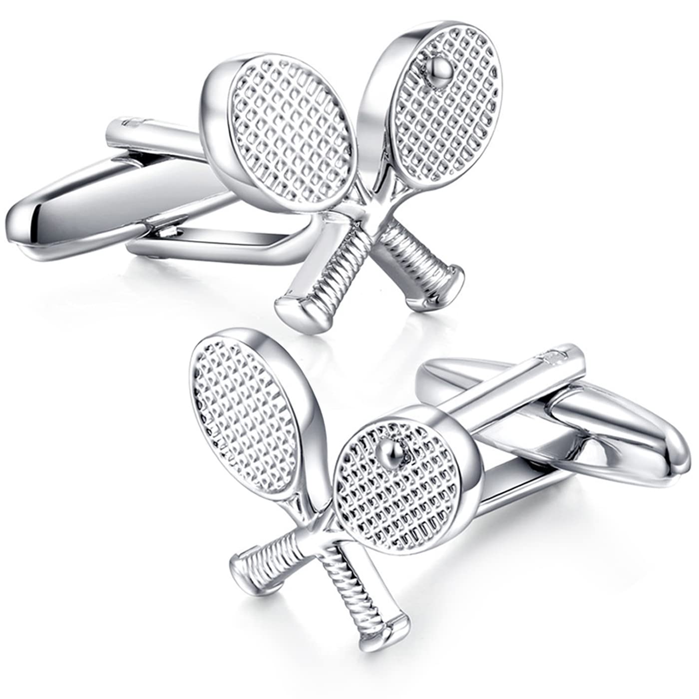 HONEY BEAR Silver Tennis Racket Racquet Ball Sports Cufflinks (2)