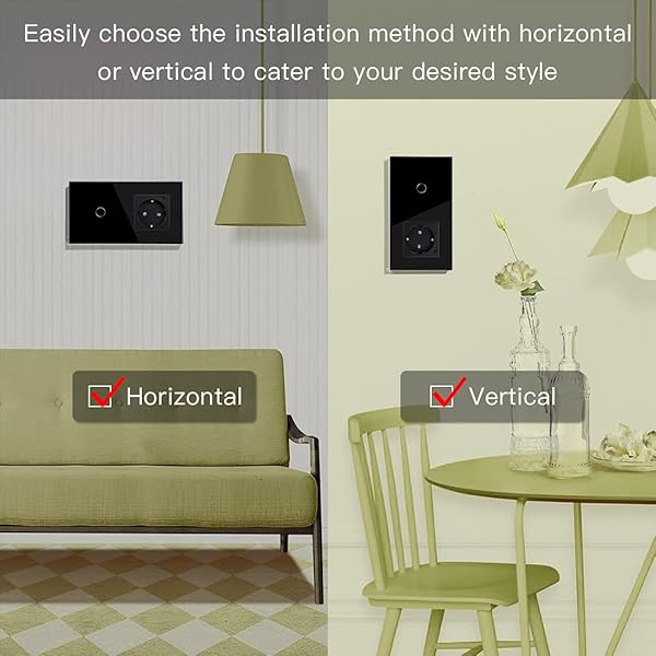 BSEED Interruptor de luz wifi con enchufeCompatible con Alexa y Google HomeControl de APP y Funcin de Temporizador3 Gang 1 Va WiFi Interruptor de Luz con Enchufe Inteligente Negro