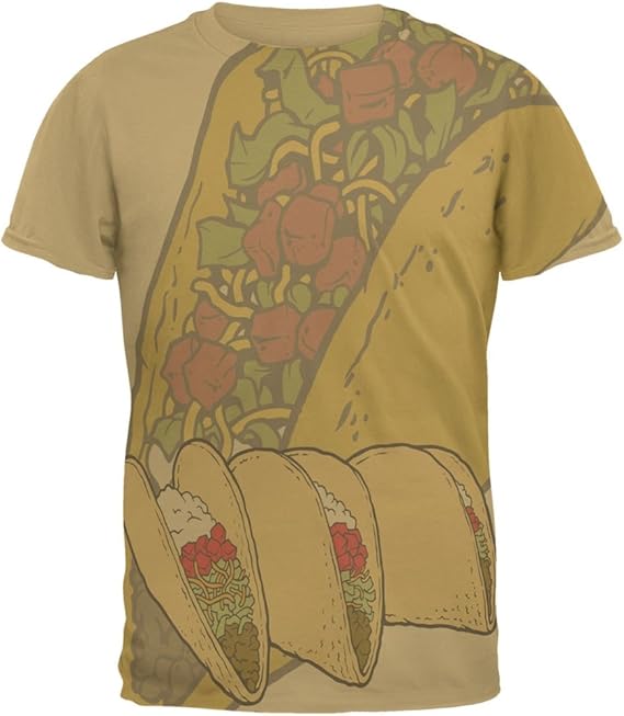 Tacos Forever All Over Tan Adult T-Shirt - X-Large | Amazon.com