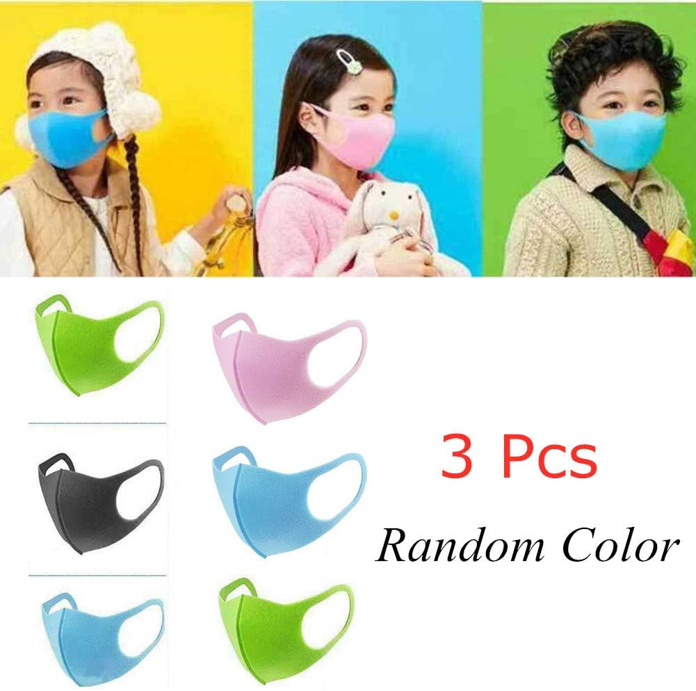 BLT25WE 3Pcs Summer Solid Color Lug Style Sponge Mask Anti-dust Anti-Haze Pm2.5 Boy's Random Color
