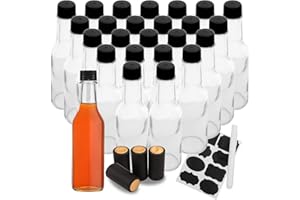 Accguan 5oz / 150ml Hot Sauce Bottles Glass Bottle Clear Oil Bottle for Kitchen- 25 Pack