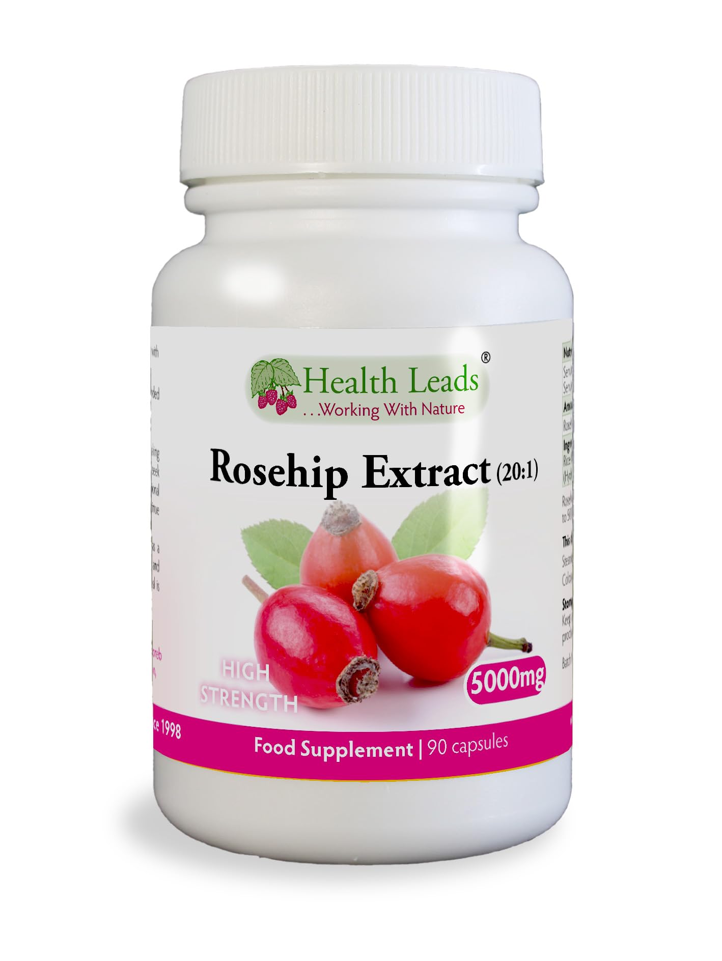 High Strength Rosehip (Extract 20:1) 5000mg x 90 Capsules - Rosa canina