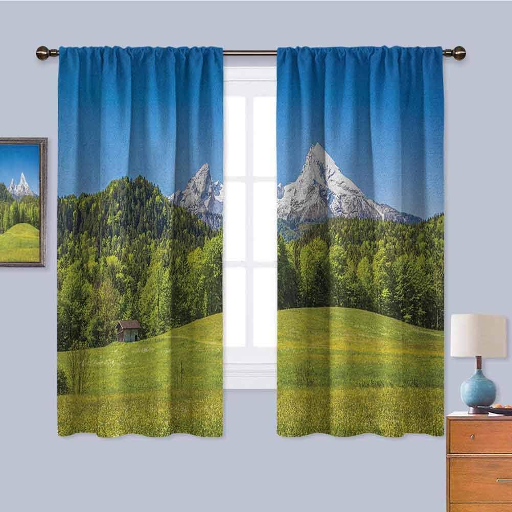 Germany Room Darkened Curtain, Curtains 45 inch Length Bavarian Alps