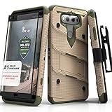 Zizo Bolt Series compatilbe with LG V20 Case Military Grade Drop Tested with Tempered Glass Screen Protector, Holster, Kickstand Desert TAN CAMO Green