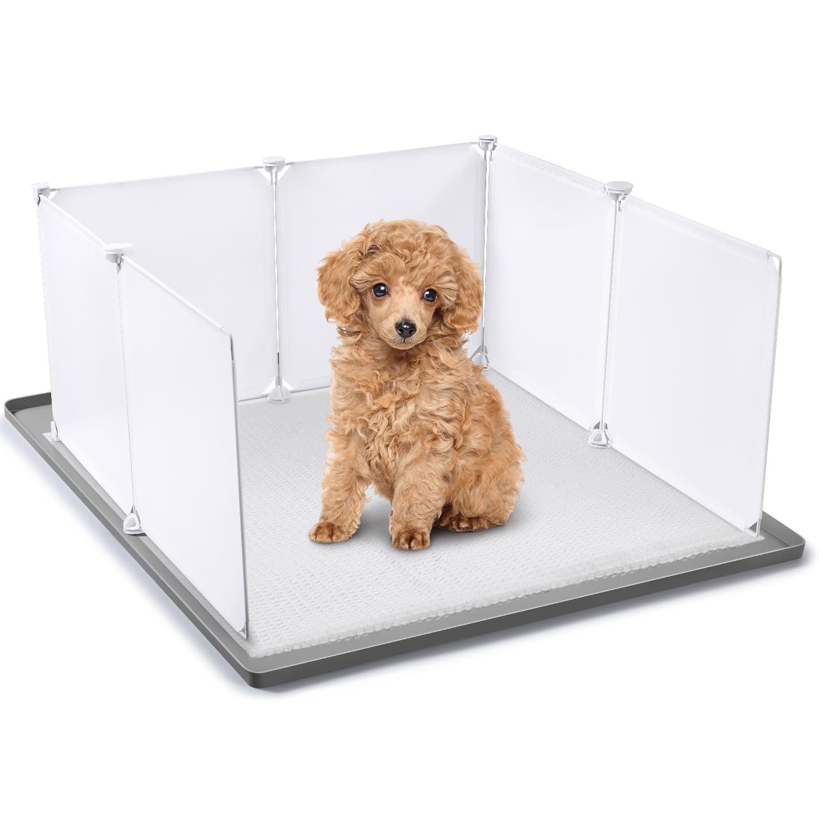 Photo 1 of Cosblank 24" x 24" Dog Litter Box with High Walls Silicone Pee Pad Holder Tray with Pee Splash Guard No Spill Potty Pad Holder High Edge small Dog Toilet with 10 Holder Clamps for Puppy Potty Training