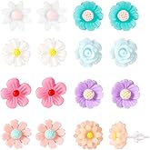 Plastic Post Earrings, Colorful Plastic Stud Earrings for Women Lightweight Cute Floral Studs Jewelry for Sensitive Ears Daily Wear & Special Occasions (Roses)