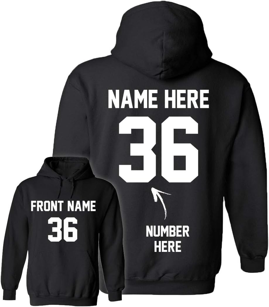 Custom Hoodies - Add Your Name & Number - 2 Side Personalized Sweaters