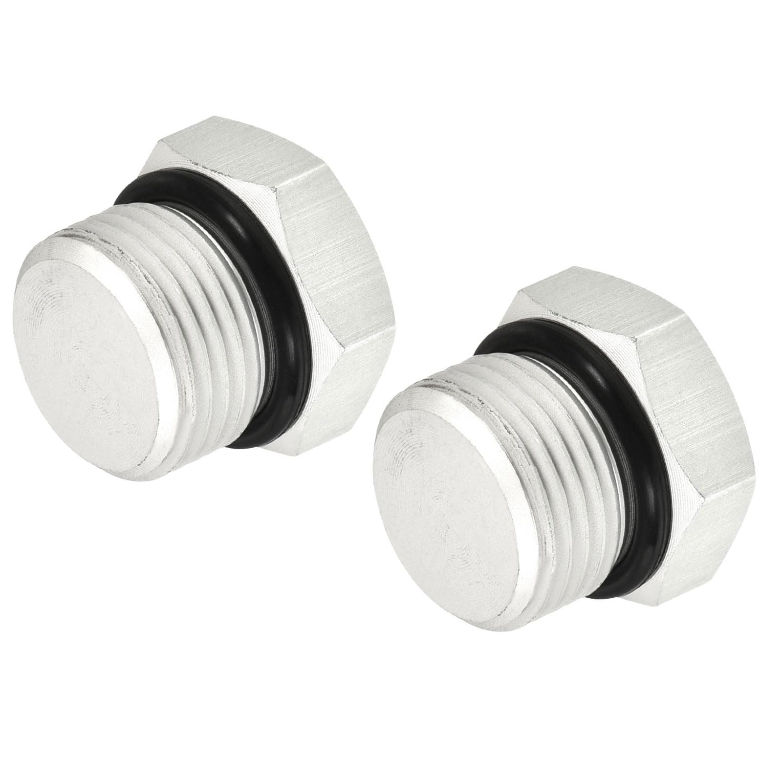 M METERXITY 2 Pack Male Thread Hexagon Head Pipe Plug - Pipe Connector Socket Hose Fitting Adapter, Corrosion-Resistant, Apply to Sealing Joint (G3/8, Silver)