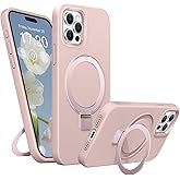 BENTIACC Soft Liquid Silicone Case for iPhone 15 Pro with Magnetic Invisible Stand, Military Grade Shockproof Protection, Anti-Scratch Microfiber Lining Covers for iPhone 15 Pro, Pink