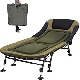 YOUGYM XXL Camping Cot for Adults, Folding Bed with Mattress, Green | 600D Oxford, 330LBS cap, 77"(L)x31.5"(W), 10s setup, 90&deg;-180&deg; recline, adj legs, xl camping cot with mattress for outdoor