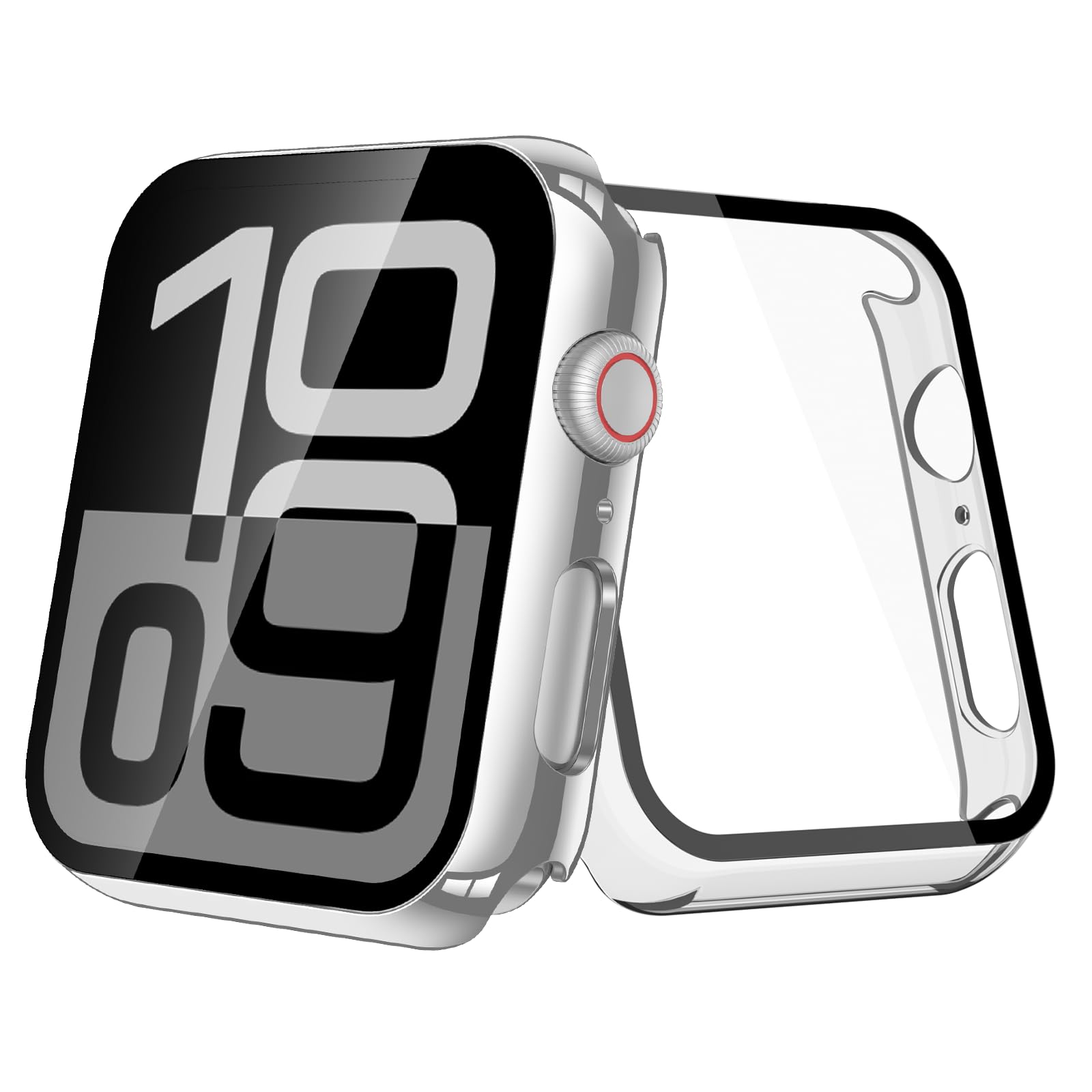Photo 1 of [2-Pack] Julk 44mm Silver Cover with Screen Protector for New 2025 Apple Watch SE 3, 9H Tempered Glass with Slim Hard Protective Case for iWatch Series SE/6/5/4 44mm (1 Silver + 1 Transparent)